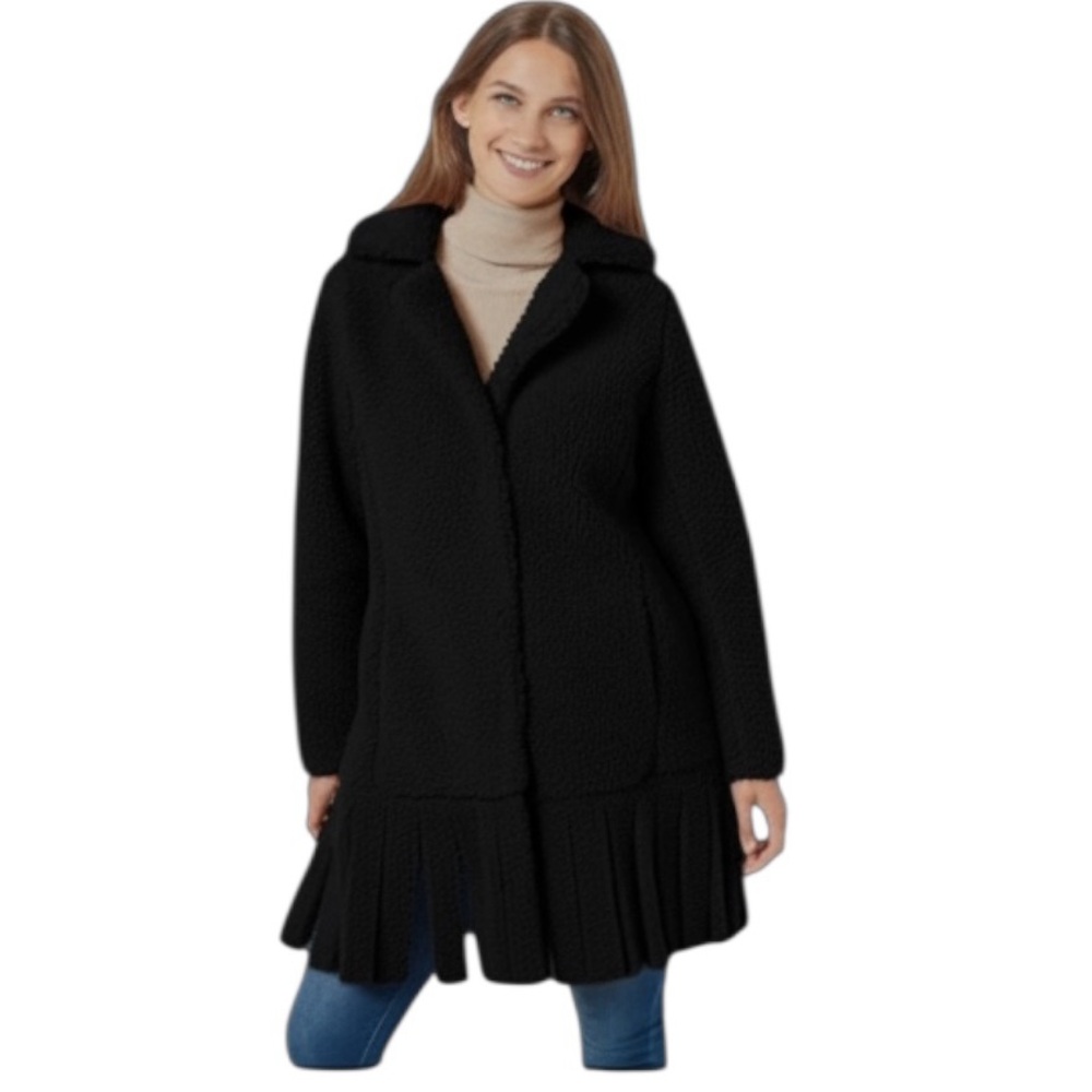 NWT Attitudes by Renee Global Illusions Sherpa Coat - Black (XL) - Picture 1 of 10